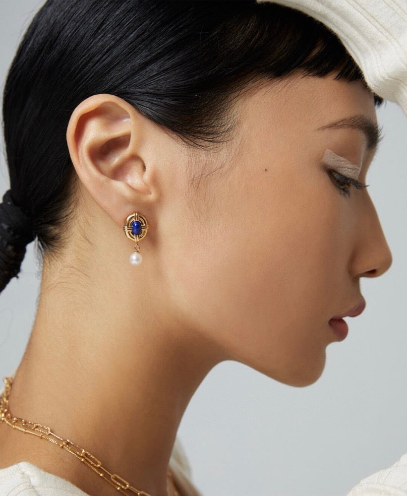 Lapis lazuli with Pearl Drops