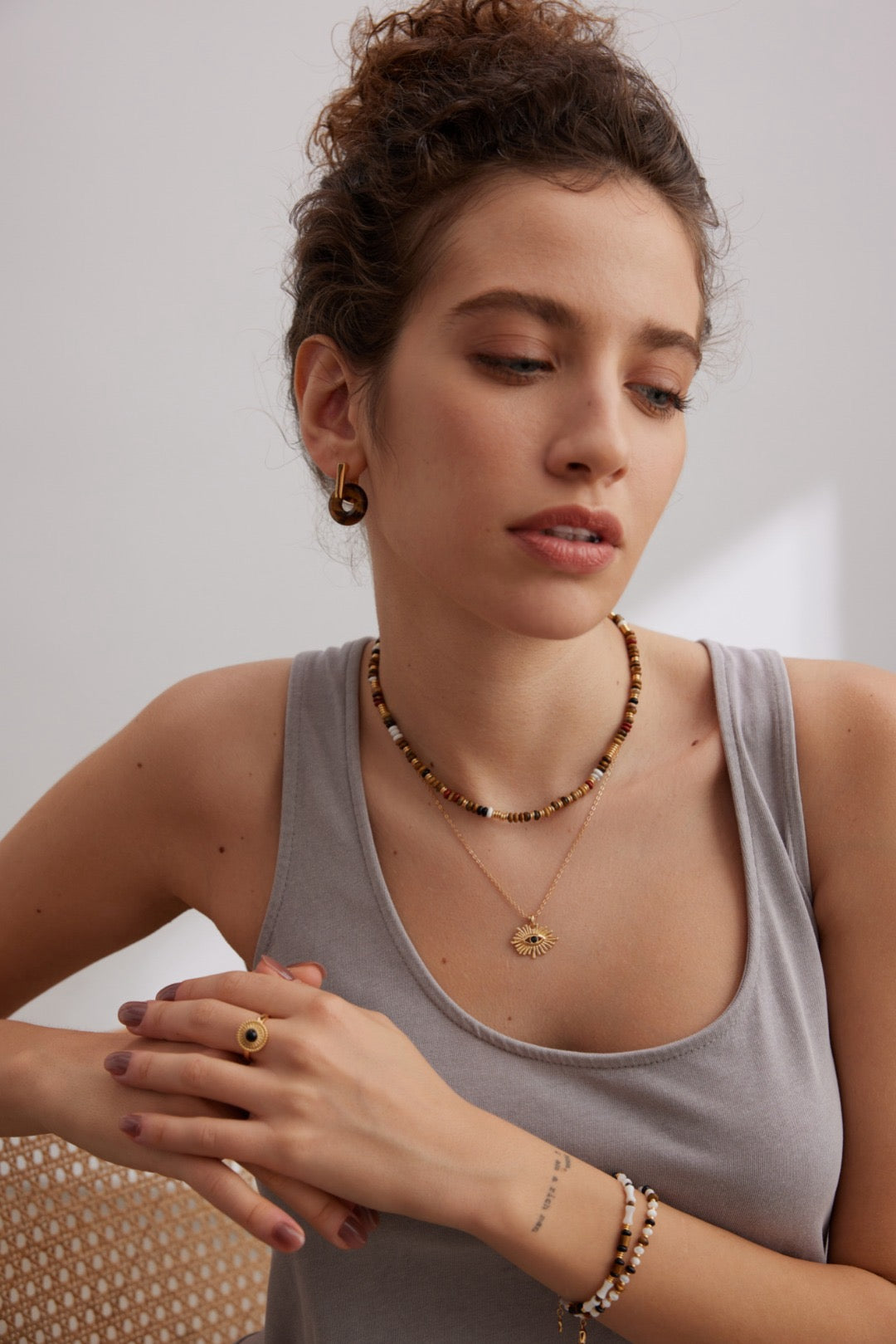 Amber Gold Hoops