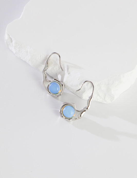 Silver Agate Opal Earrings