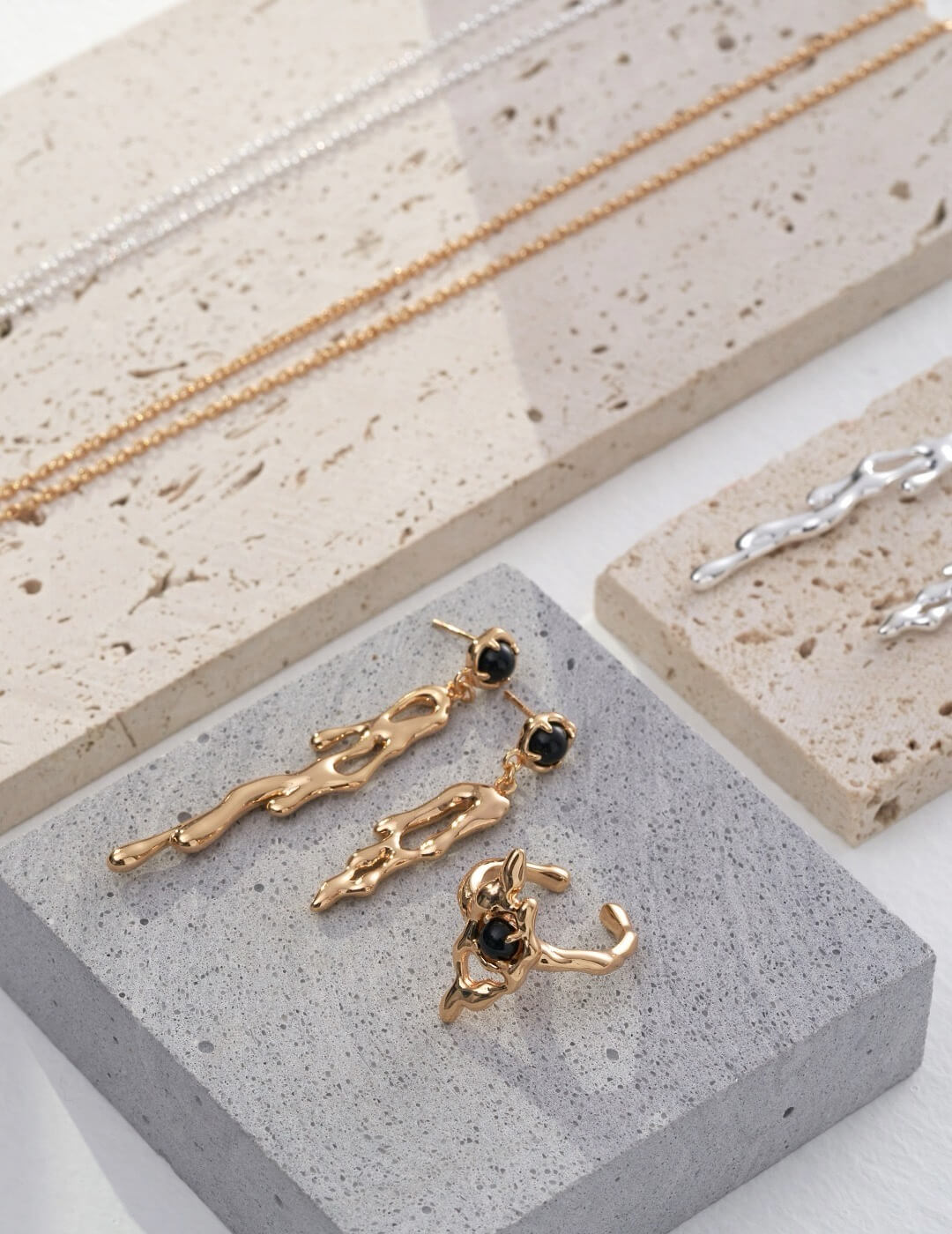 Turbidi Silver AB Asymmetrical Earrings