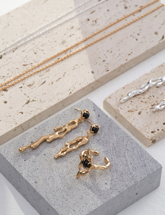 Turbidi Silver AB Asymmetrical Earrings