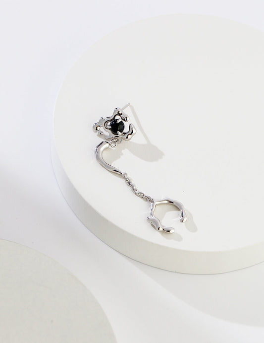 Silver Agate Earrings with Ear Clip