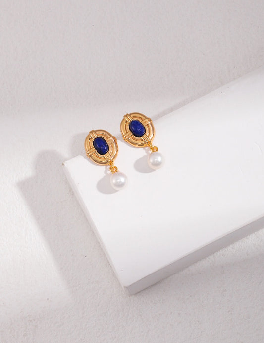 Lapis lazuli with Pearl Drops