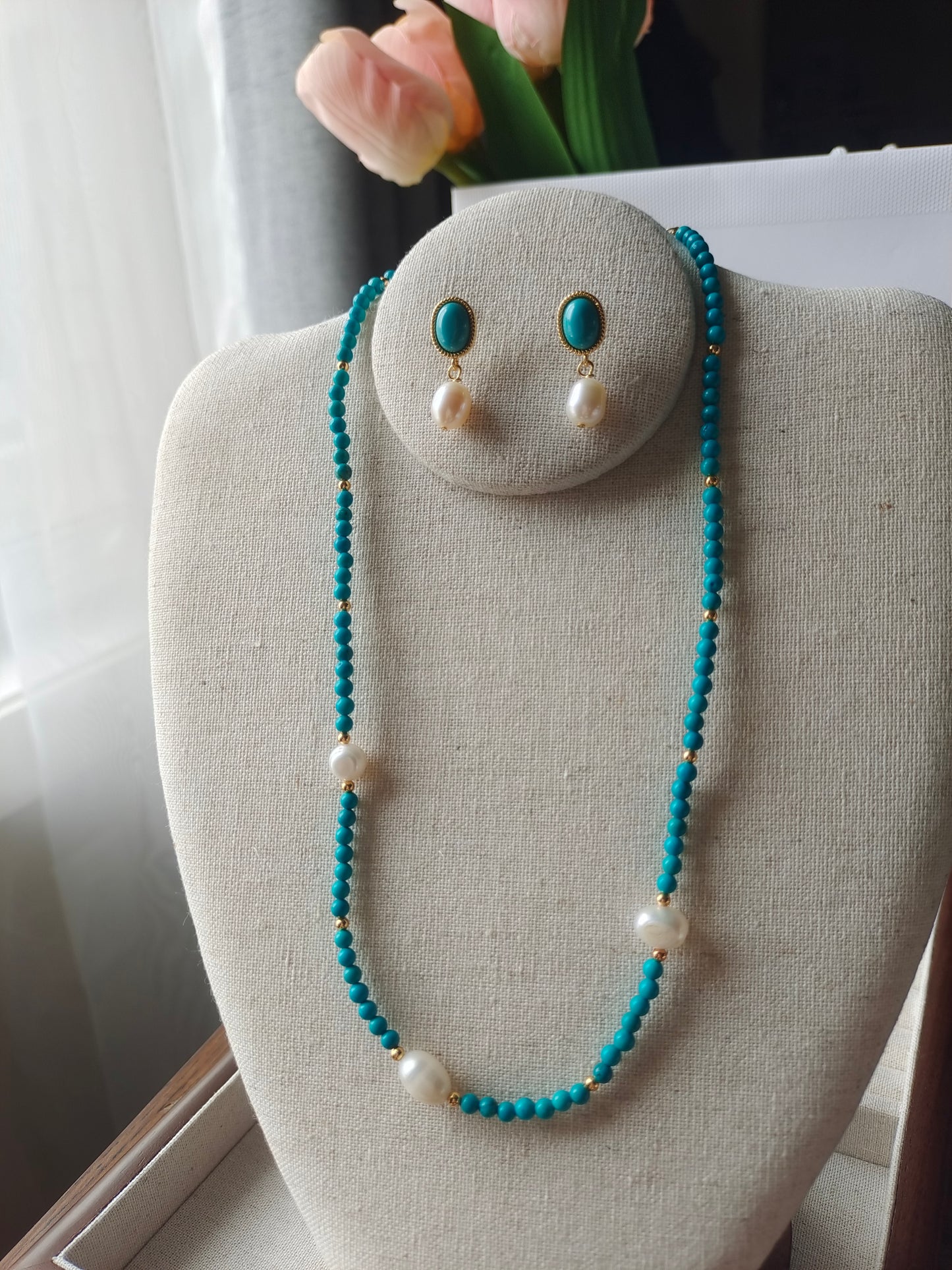 Turquoise with Pearl Set
